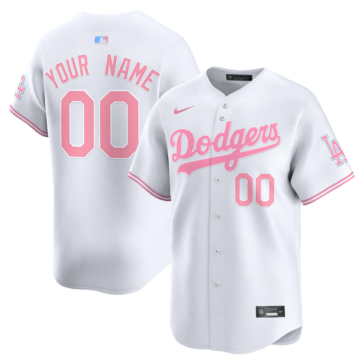 Custom Los Angeles Dodgers Bubblegum Jersey - White